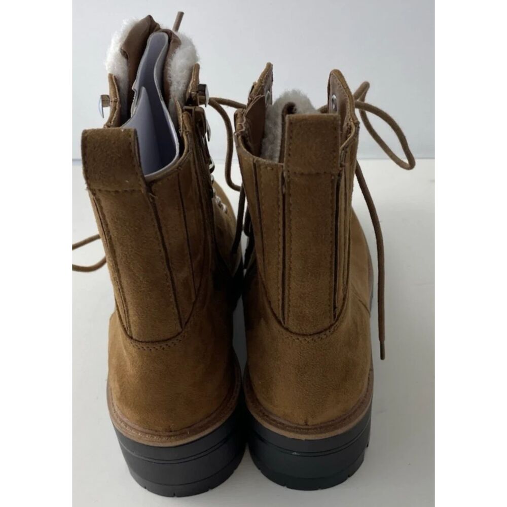 Nine West Women's Cognac Ivani Faux Suede Combat Boots Size 9M - Picture 4 of 9